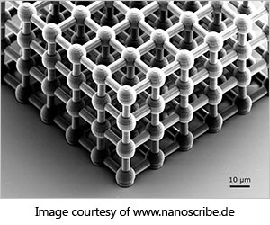 closeup of nanoscribe printing structure