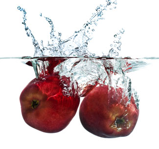 apple falling into water